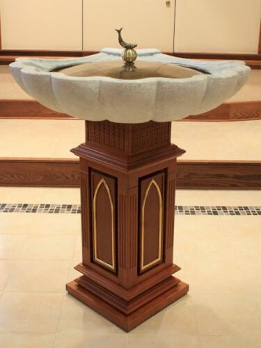 Traditional Wood Base Baptismal Font
